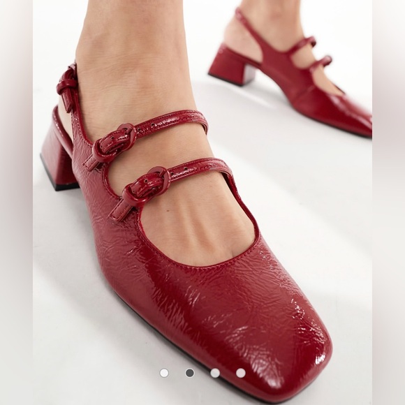 Stradivarius Cherry Red Patent Leather Heeled Mary Jane - Picture 3 of 10